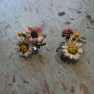 Les Nereides Daisies And Little Flowers Stud Earrings